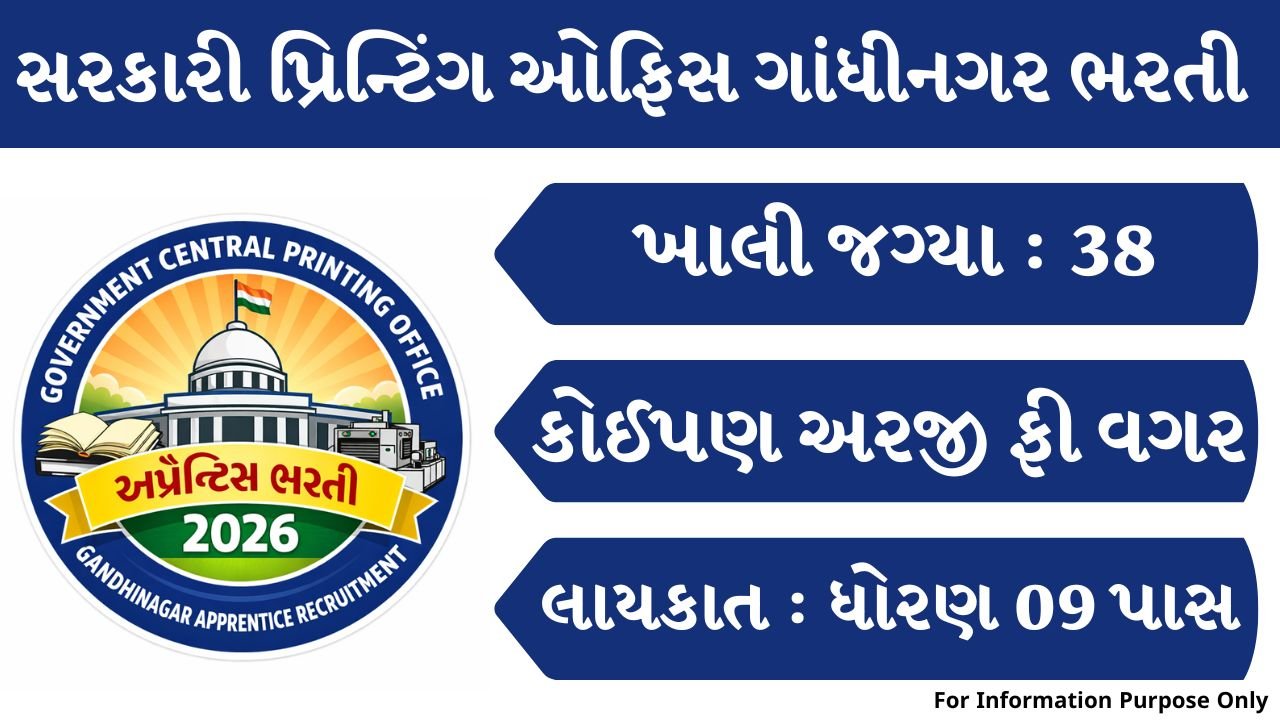 Government Central Printing Office Gandhinagar Apprentice Recruitment 2026